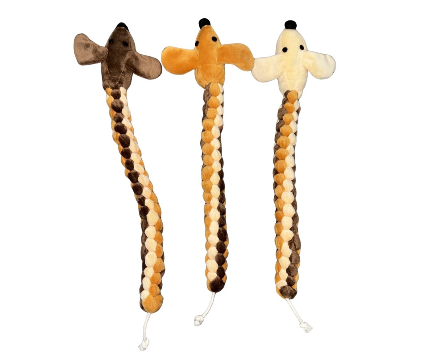Milo, Dex & Otto – 42 cm Plush & Rope Squeaky Dog Toy