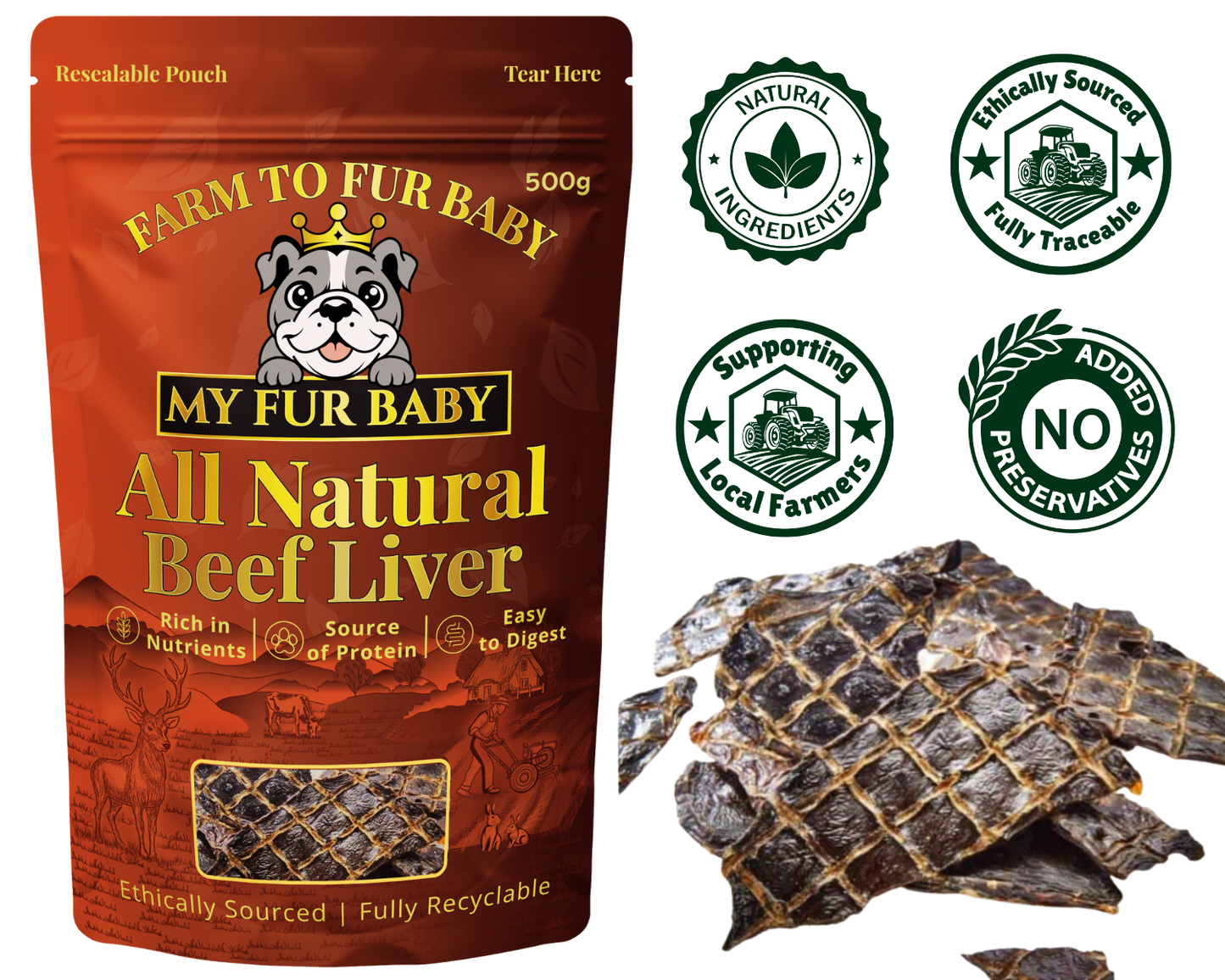 Air-Dried Beef Liver – Natural Nutrient-Rich Dog Treats