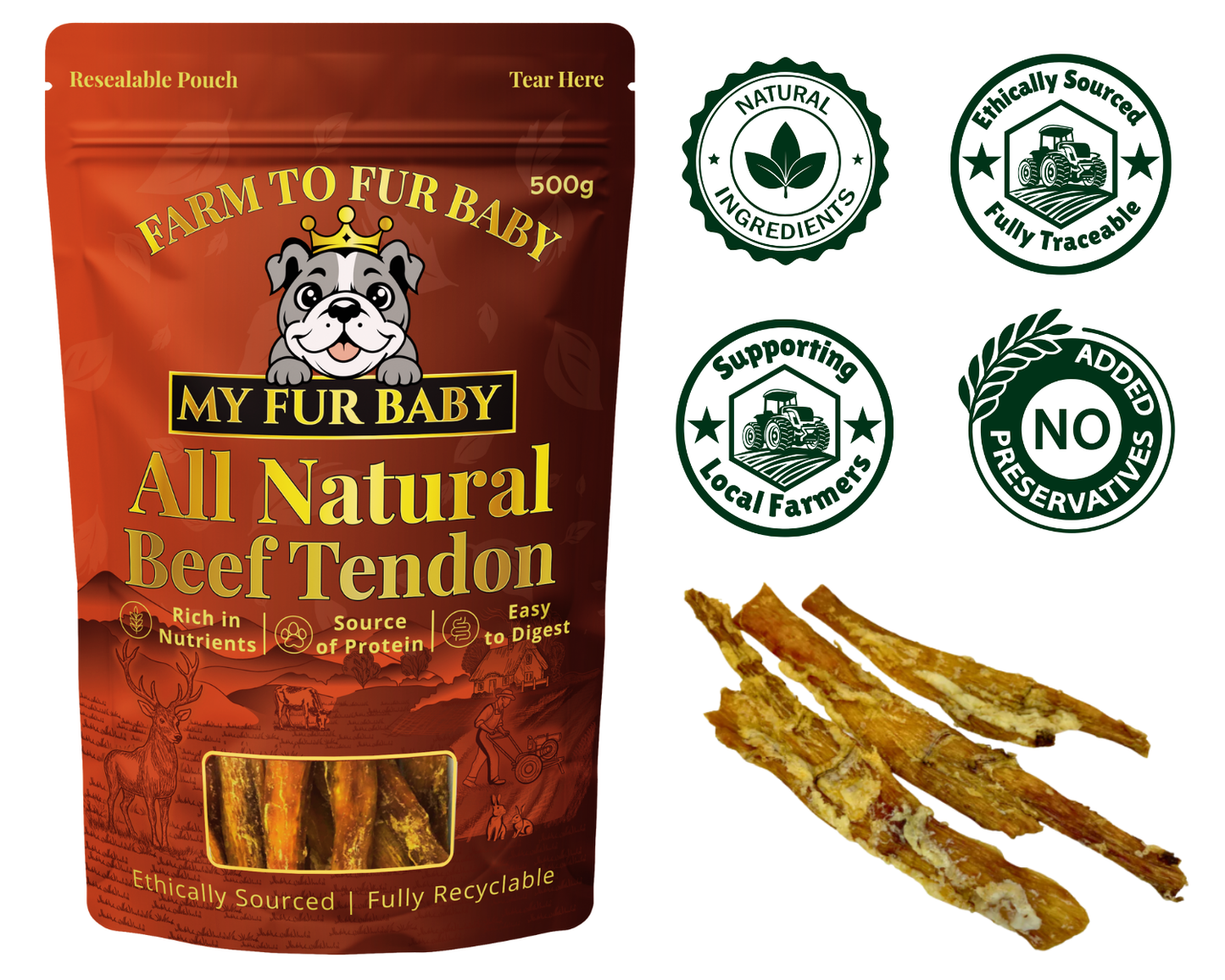 Beef Tendon Long-Lasting Natural Chew