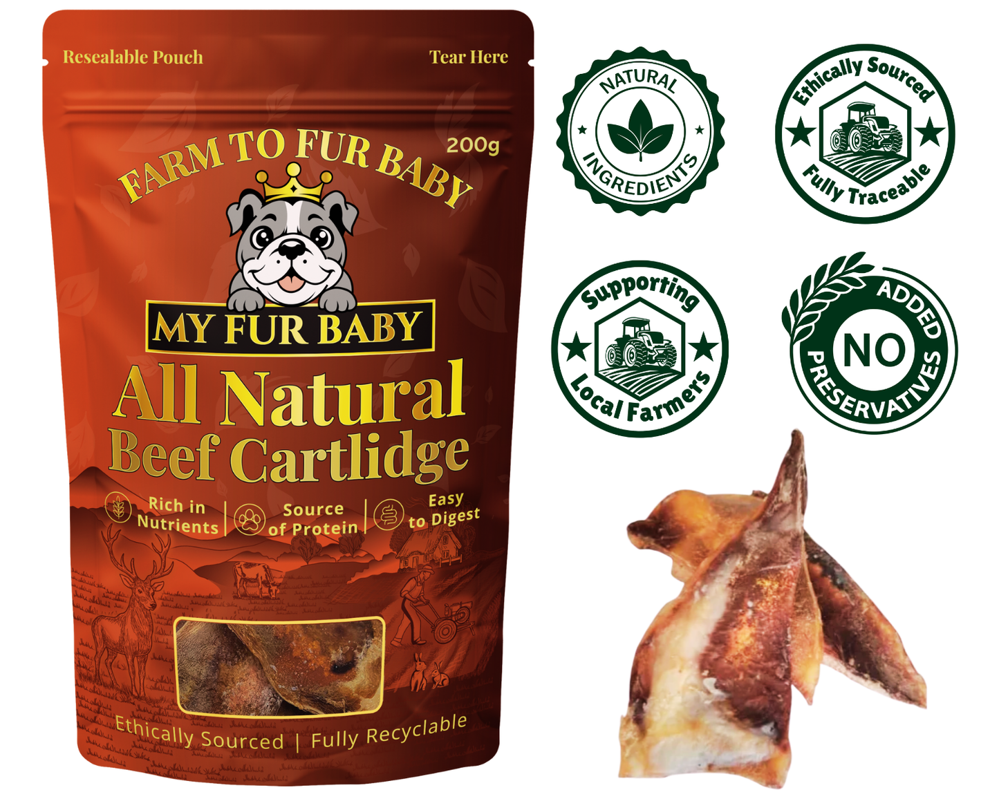 Natural Beef Cartilage (Moon Bone) for Dogs