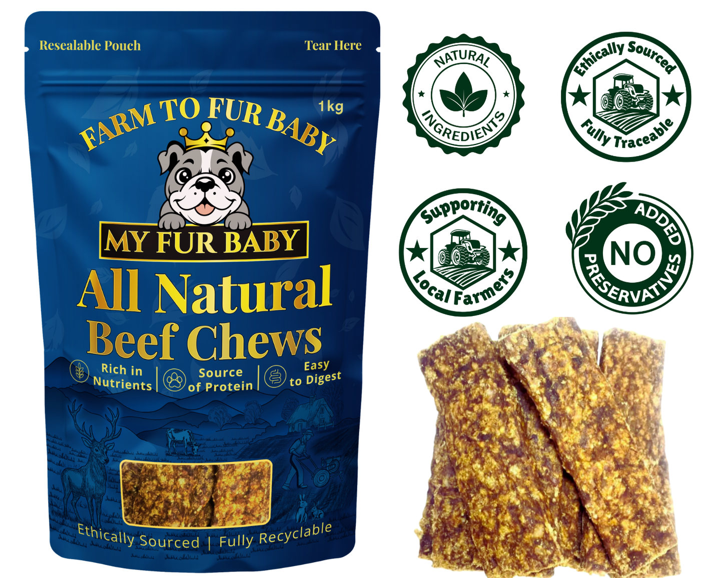 Natural Air-Dried Beef Meat Strips