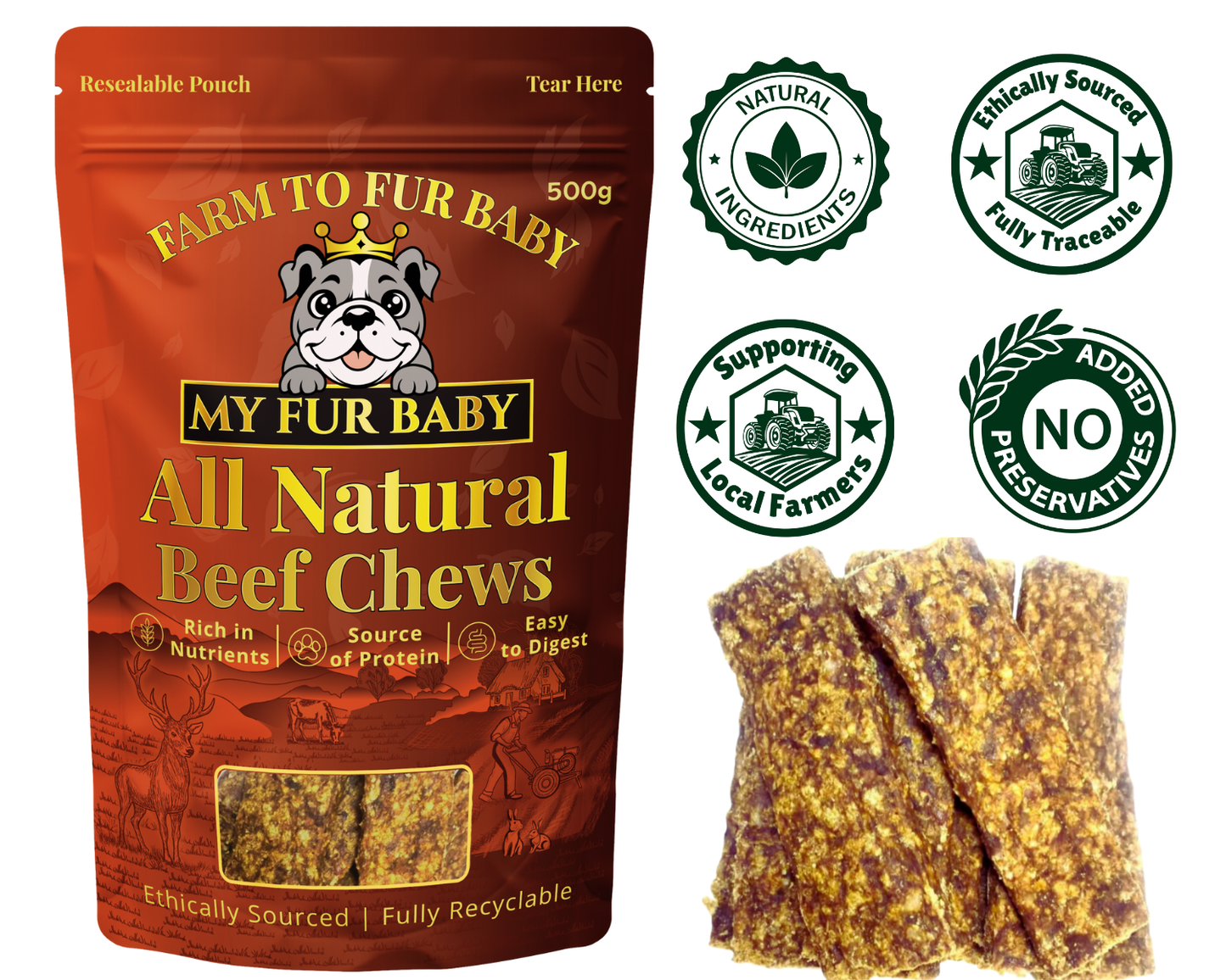 Natural Air-Dried Beef Meat Strips