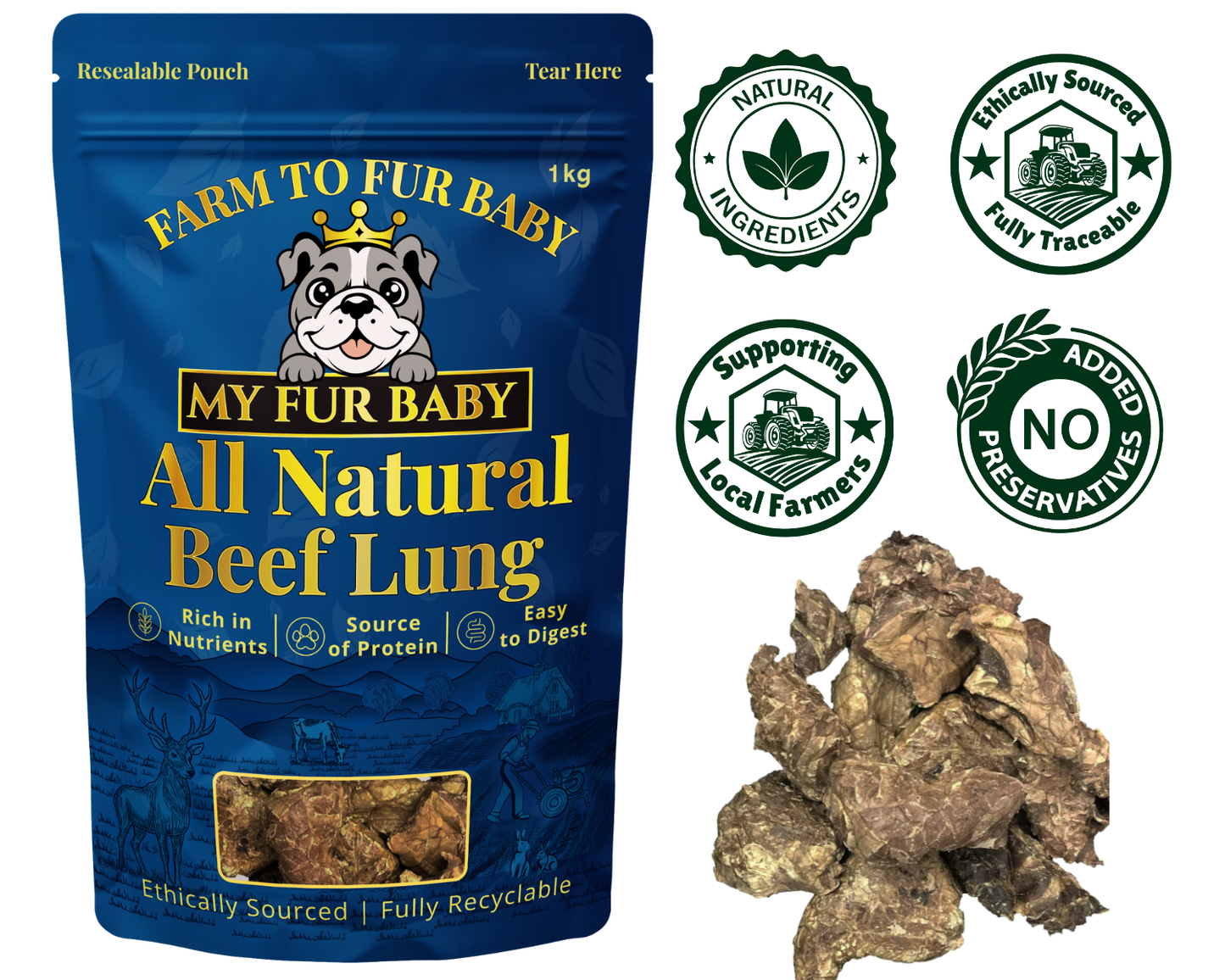 Air-Dried Beef Lung Dog Treats