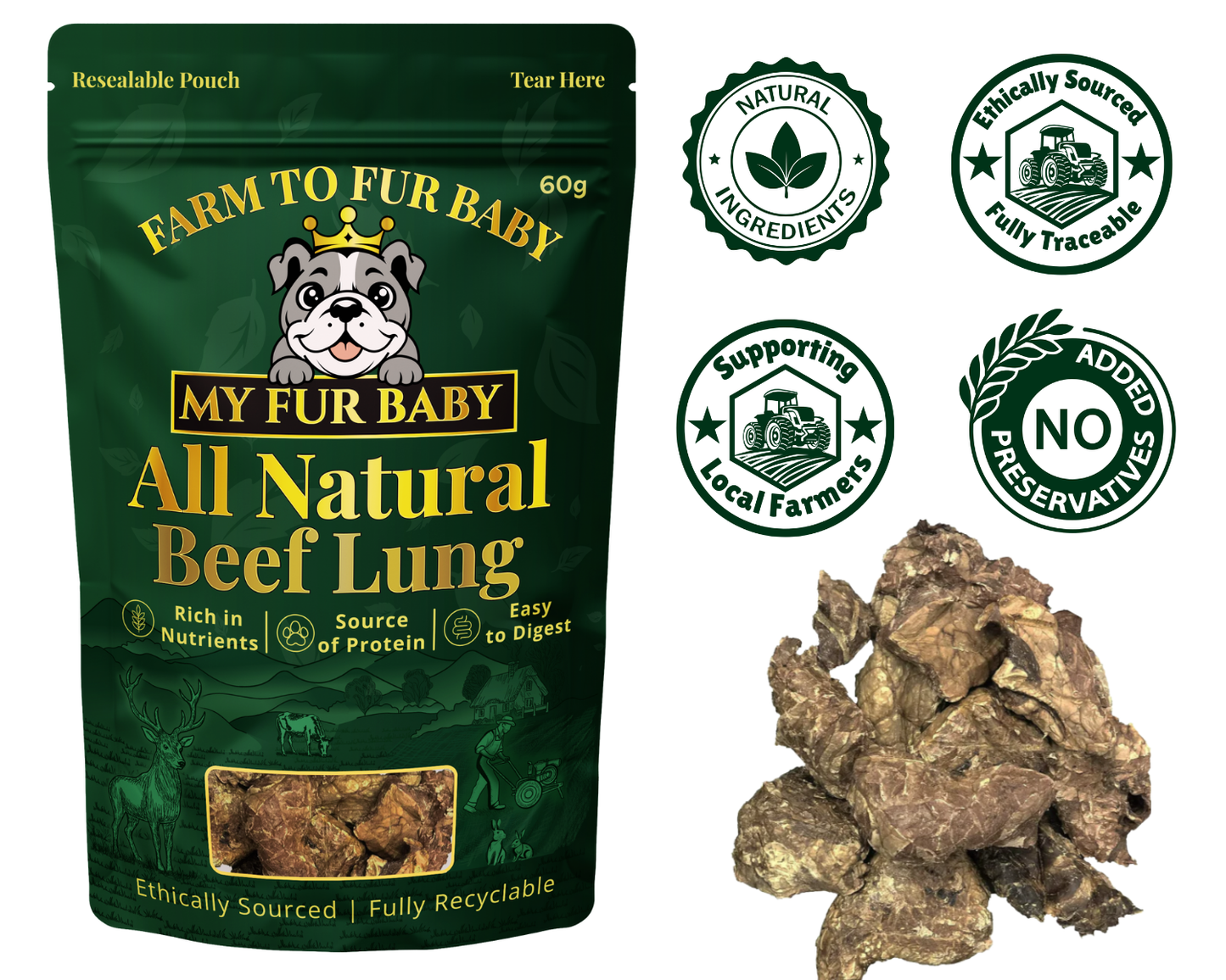 Air-Dried Beef Lung Dog Treats