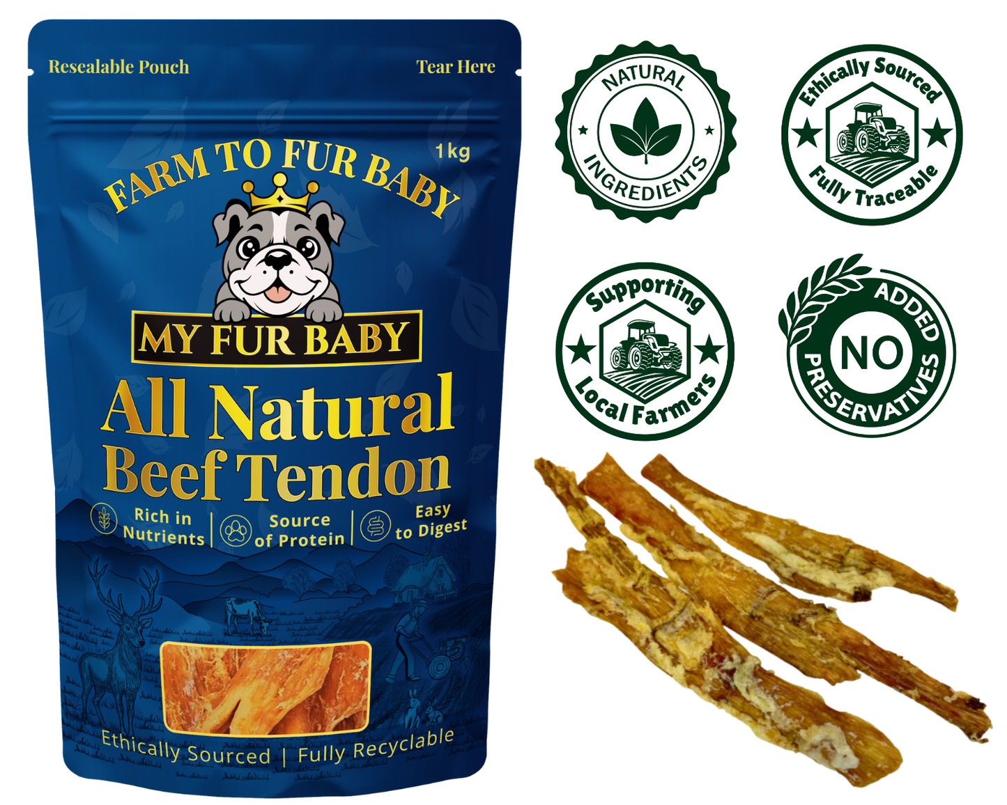 Beef Tendon Long-Lasting Natural Chew