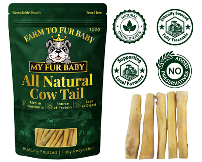 Natural 6 inch Cow Tail – Long-Lasting Beef Chew for Dogs