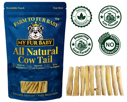 Natural 6 inch Cow Tail – Long-Lasting Beef Chew for Dogs