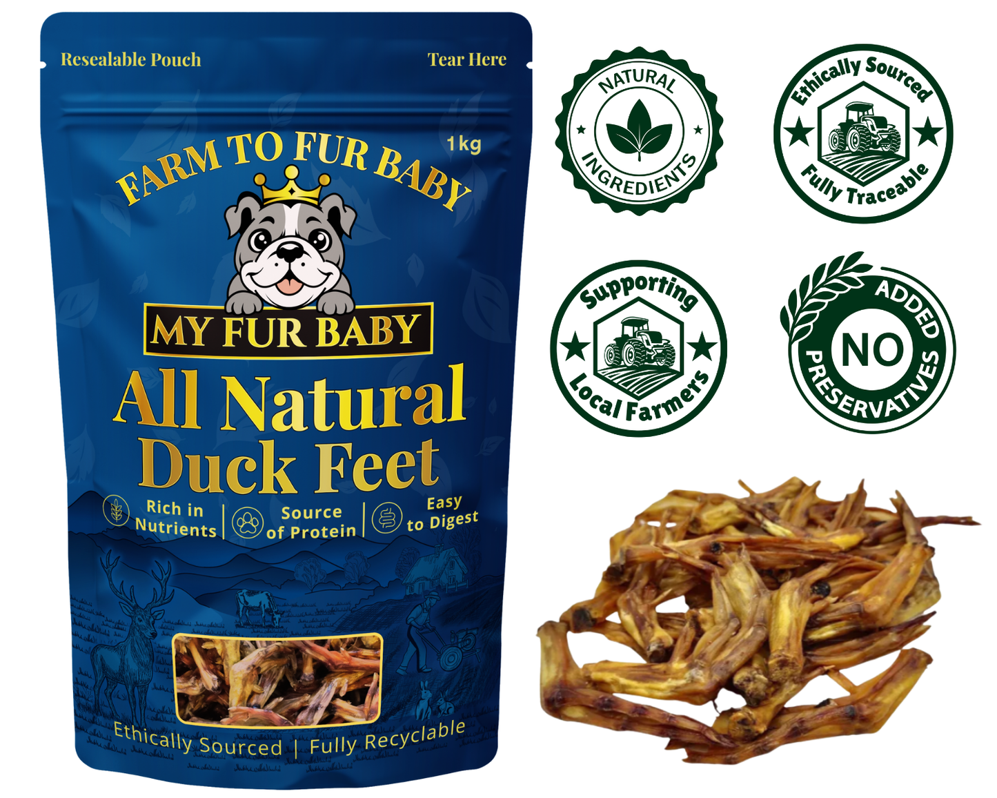 Natural Duck Feet – Crunchy, Air-Dried Dog Chew