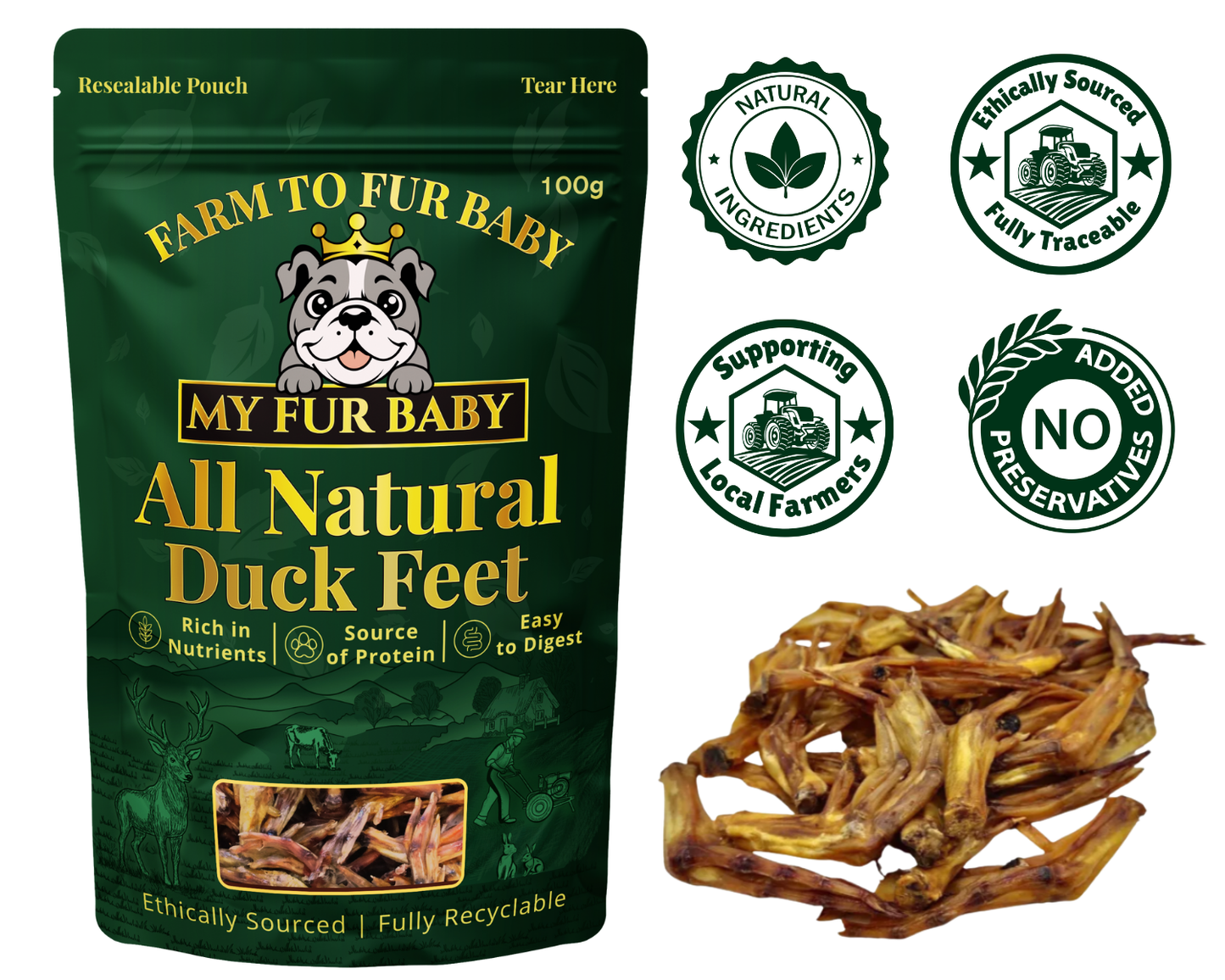 Natural Duck Feet – Crunchy, Air-Dried Dog Chew