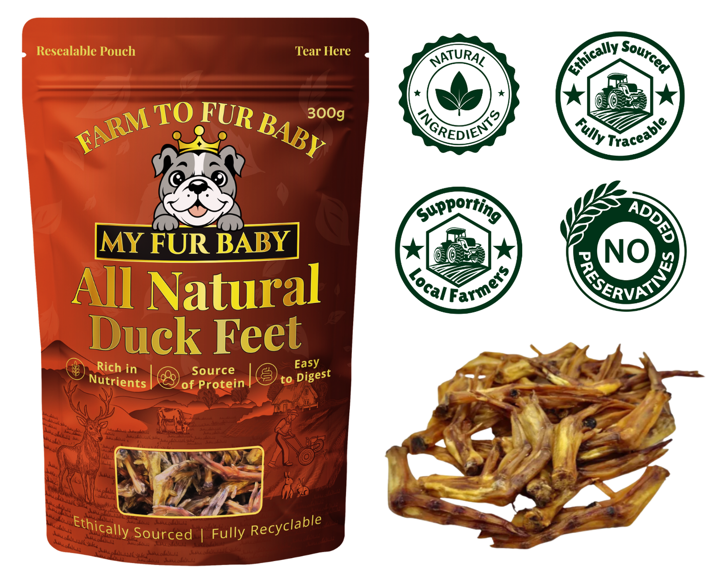 Natural Duck Feet – Crunchy, Air-Dried Dog Chew