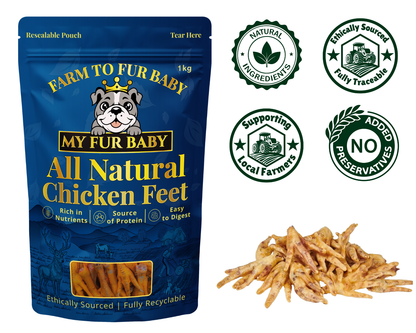 Air-Dried Chicken Feet – Natural Crunchy Chews for Dogs