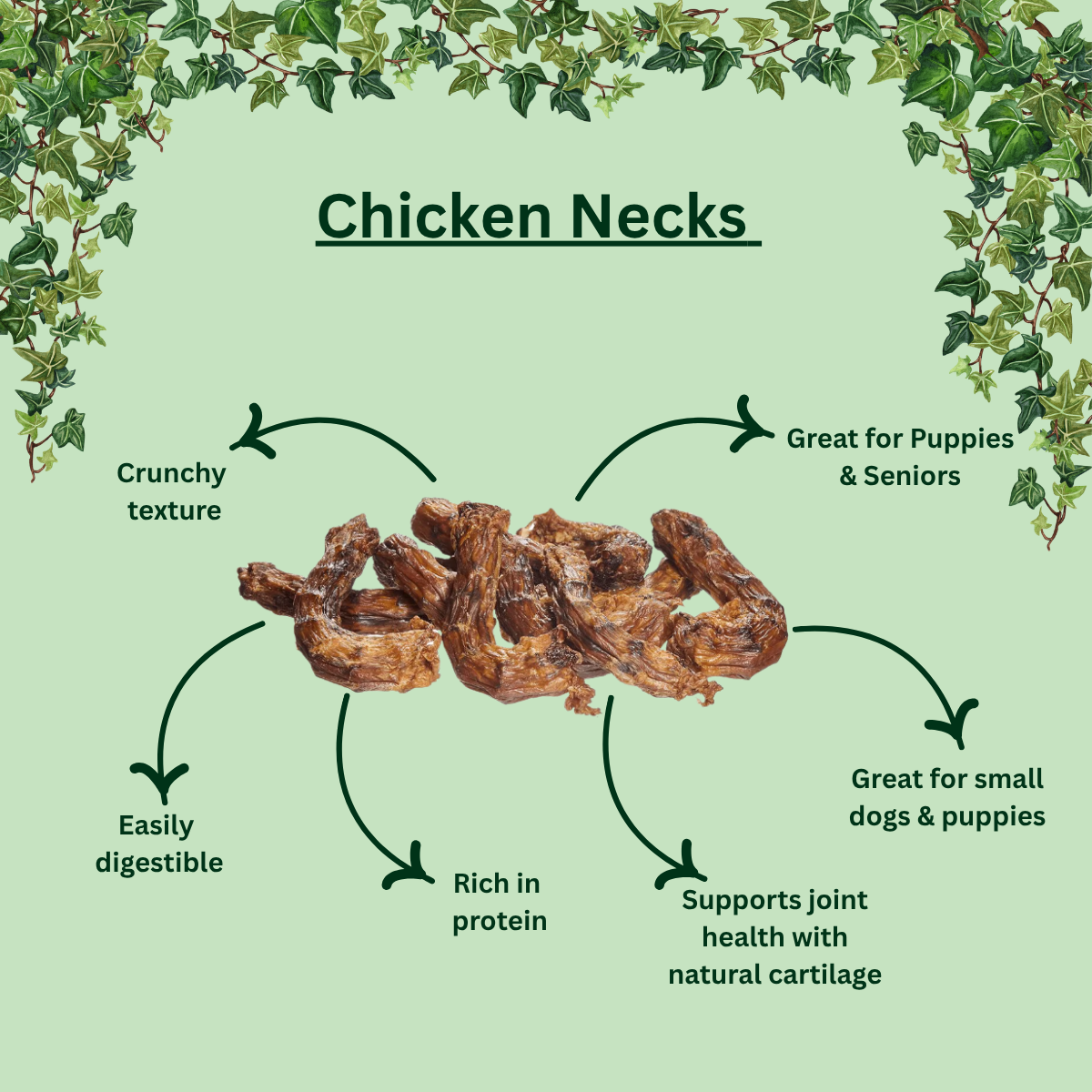 Air-Dried Chicken Necks – Natural Crunchy Chews for Dogs