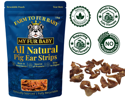 Pig Ear Strips – Natural Chewy Pork Treats for Dogs