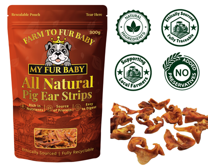 Pig Ear Strips – Natural Chewy Pork Treats for Dogs