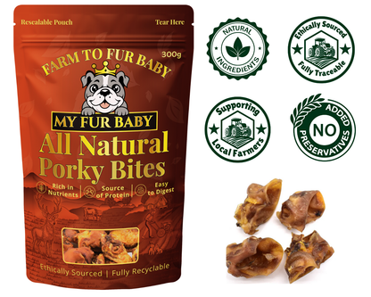 Porky Bites – Natural Inner Pig Ear Chews for Dogs