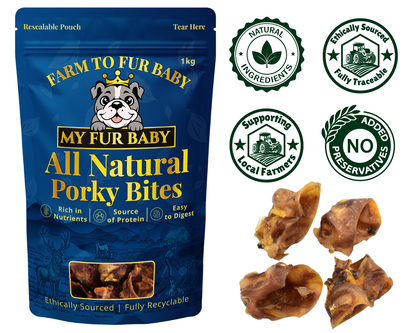 Porky Bites – Natural Inner Pig Ear Chews for Dogs
