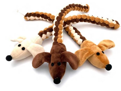 Milo, Dex & Otto – 42 cm Plush & Rope Squeaky Dog Toy