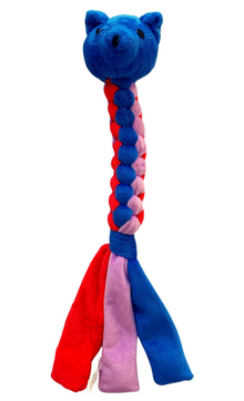 Bluebell the Barn Cat 40 cm Plush & Rope Squeaky Dog Toy