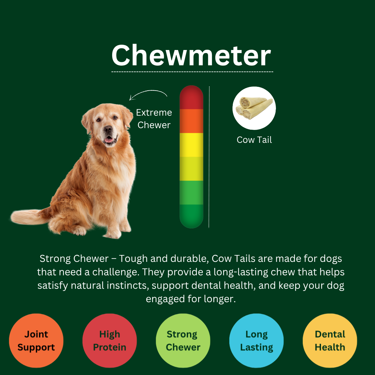 Natural 6 inch Cow Tail – Long-Lasting Beef Chew for Dogs