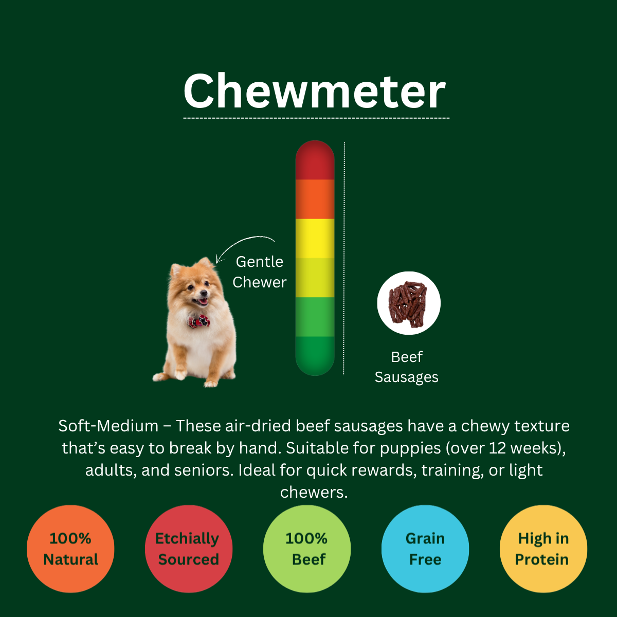 Natural Air-Dried Beef Sausages for Dogs