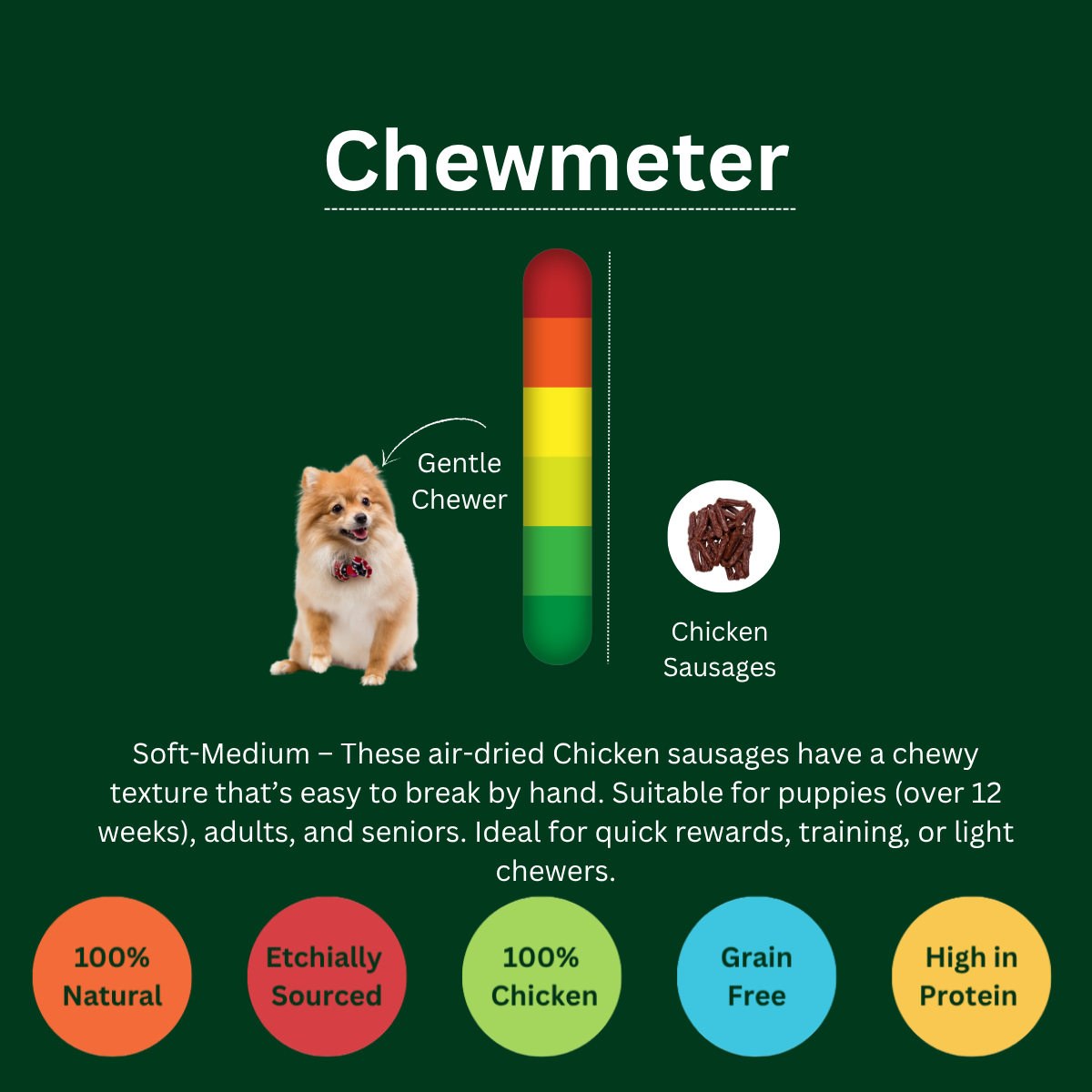 Natural Air-Dried Chicken Sausages for Dogs