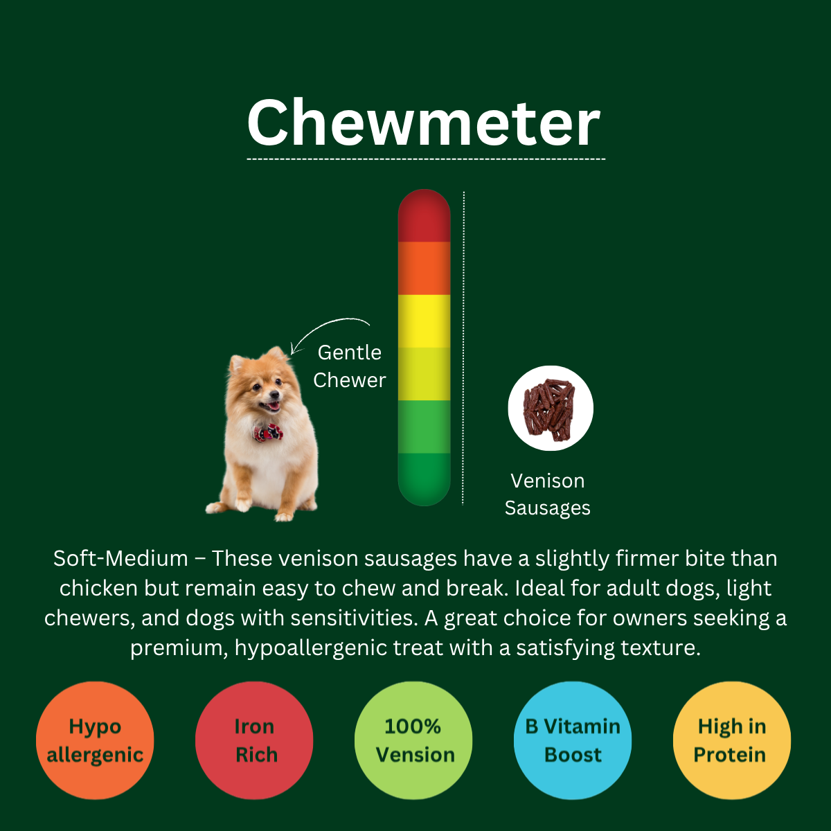 Natural Air-Dried Venison Sausages for Dogs